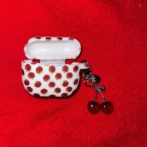 Cherry Pattern AirPods Case with Charm